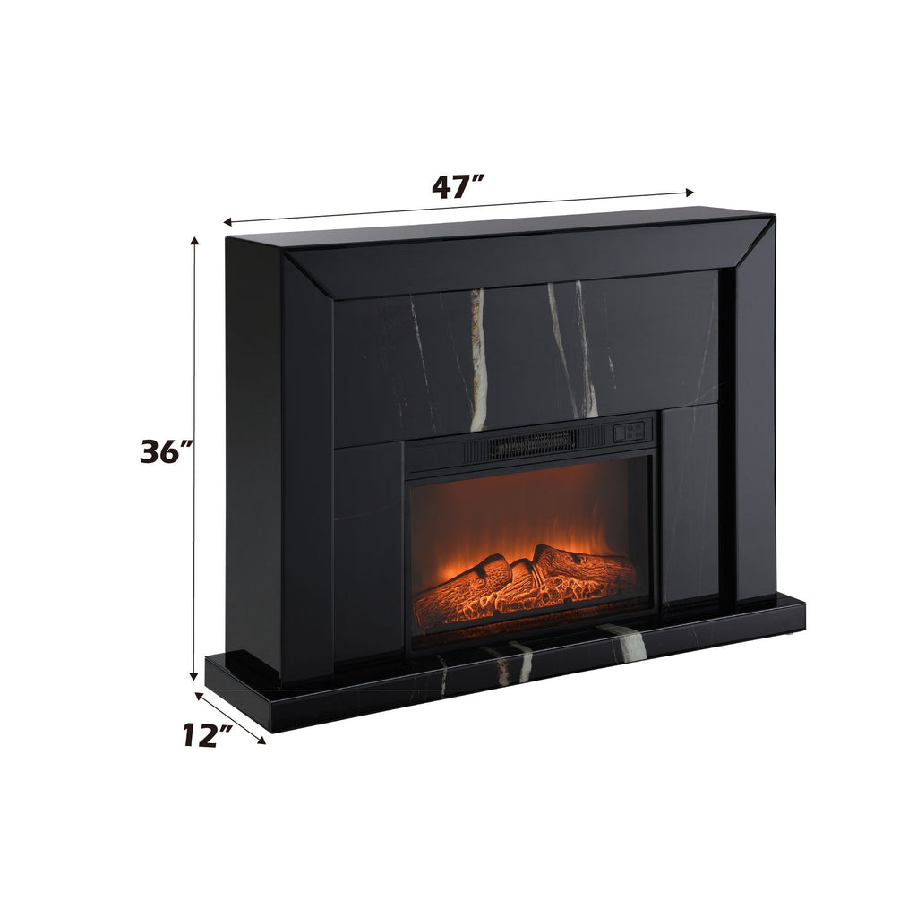 Drisana Mirrored Fireplace - Black