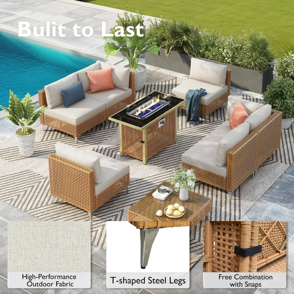 K&K 7-Piece Wicker Patio Furniture Set