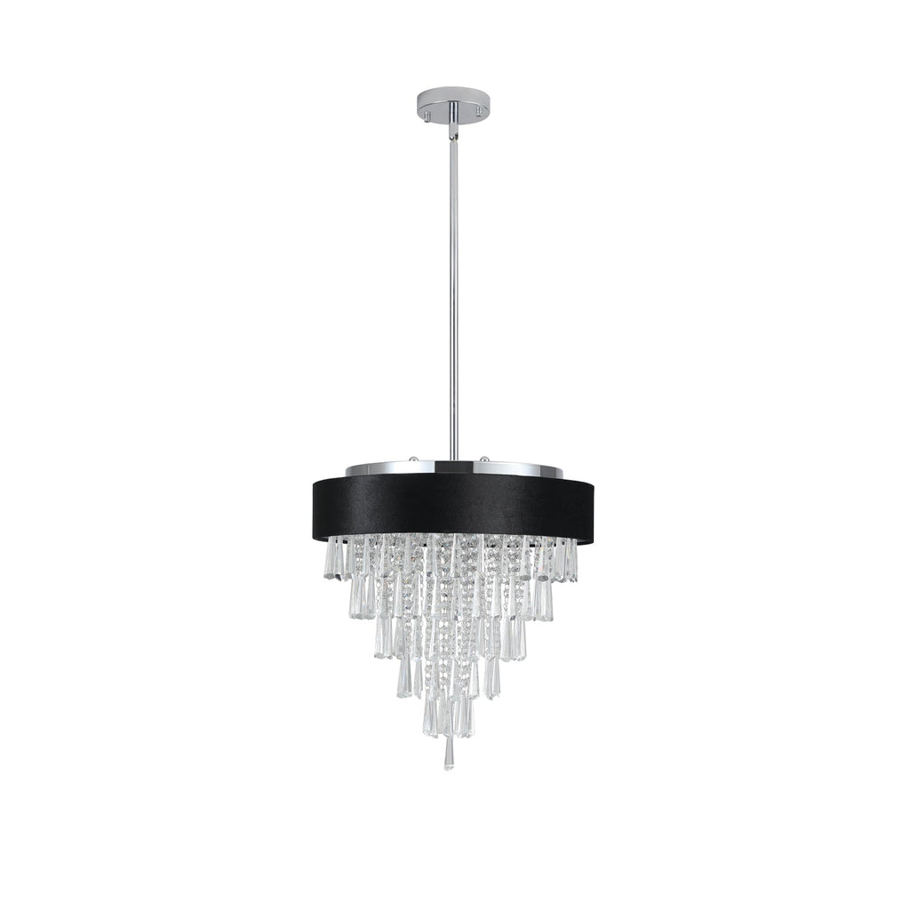 18-inch Modern Crystal Chandelier with Black Velvet Shade