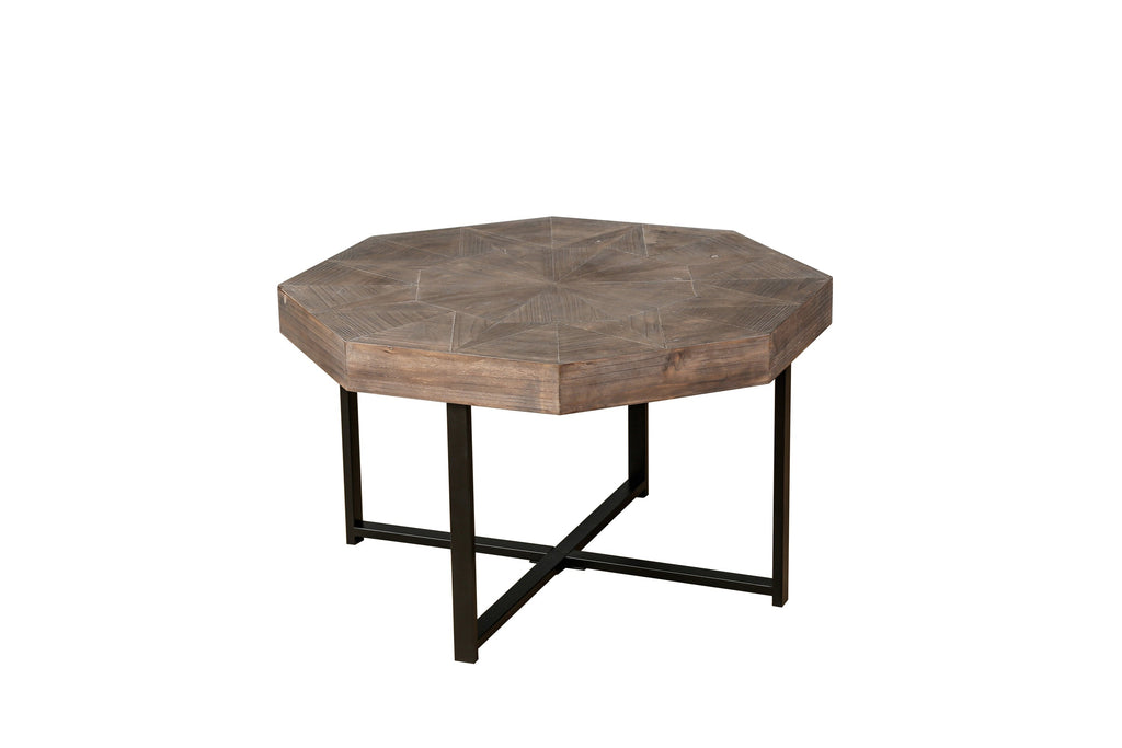 Wood Octagonal Vintage Patchwork Coffee Table