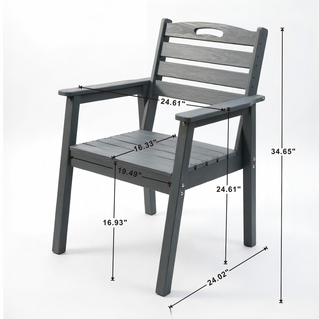 HDPE Outdoor Terrace Dining Chair Set of 2