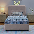 Twin Size Kids Upholstered Bed with Oversized Rabbit Ear Headboard