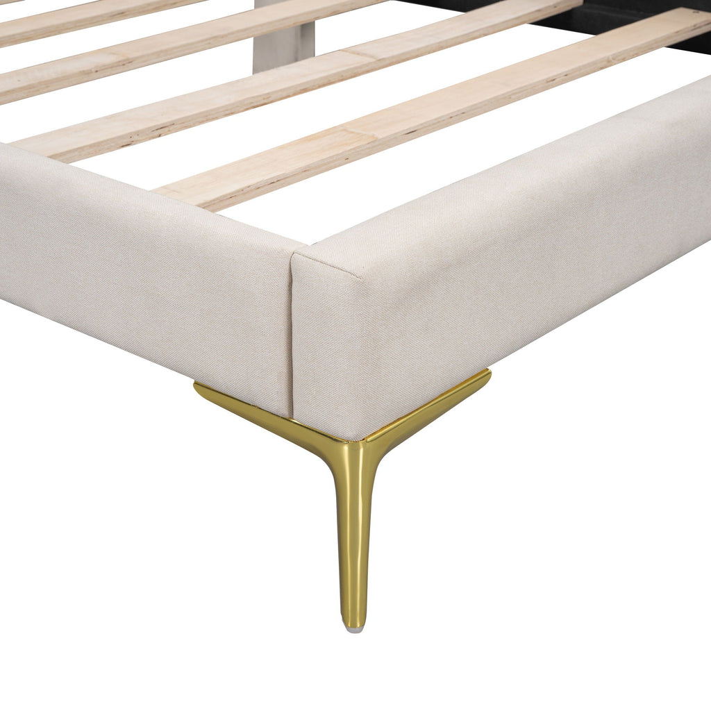 Upholstered Daybed With Headboard And Armrest, Support Legs