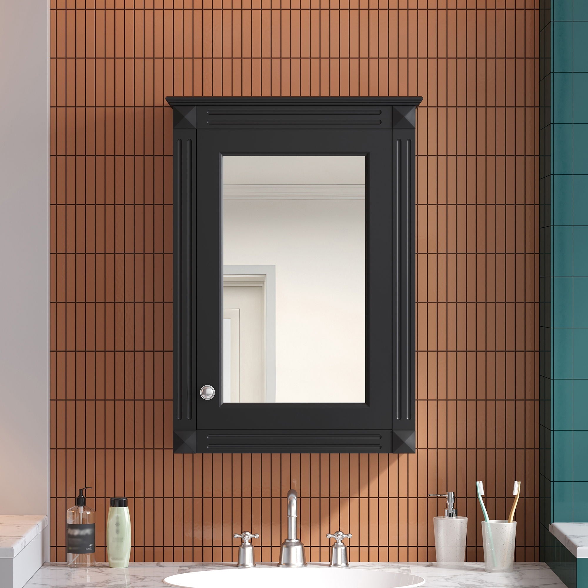 Wall Mounted Bathroom Storage Medicine Cabinet With Mirror