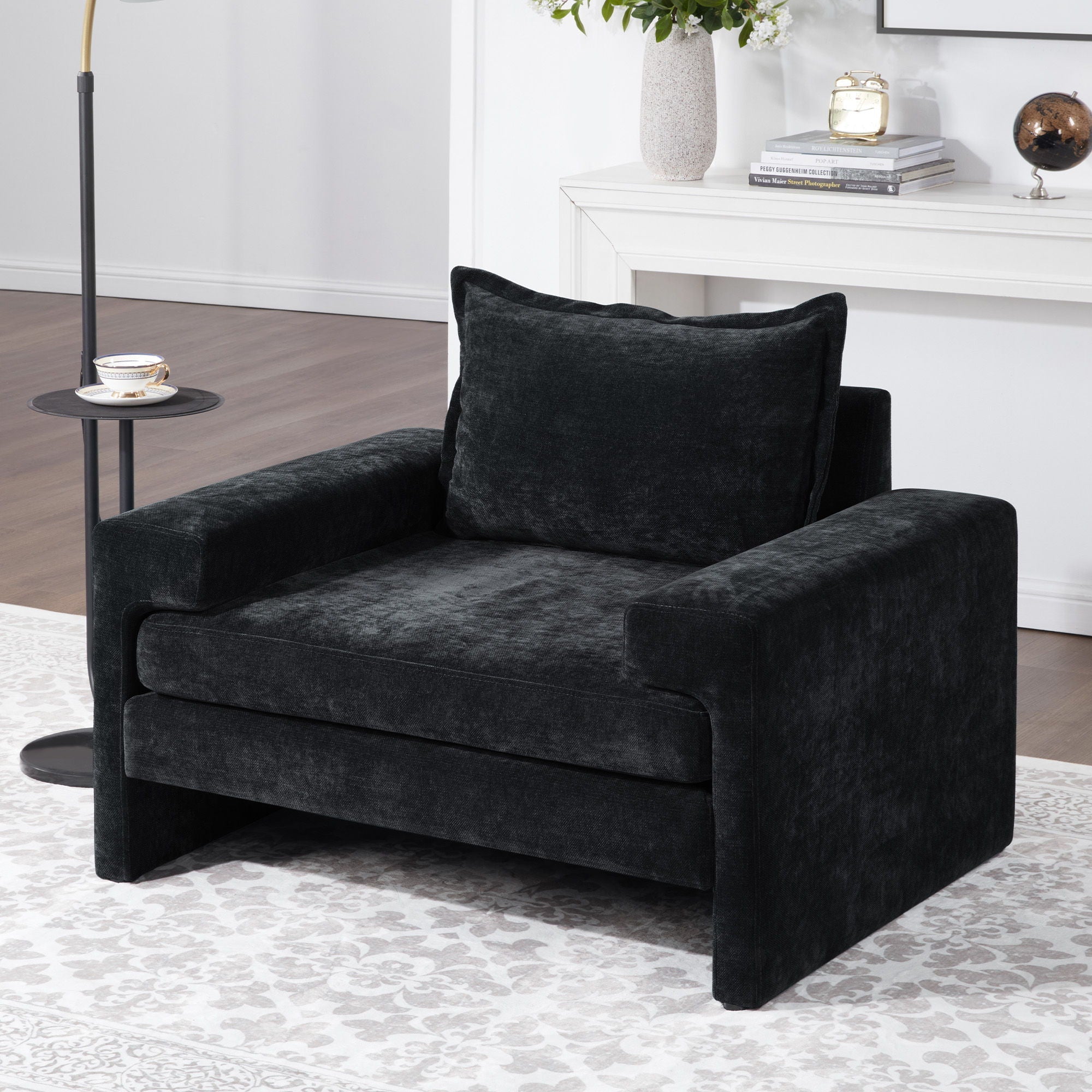 Upholstered Accent Chair With Wide Armrests And Ergonomic Back Support
