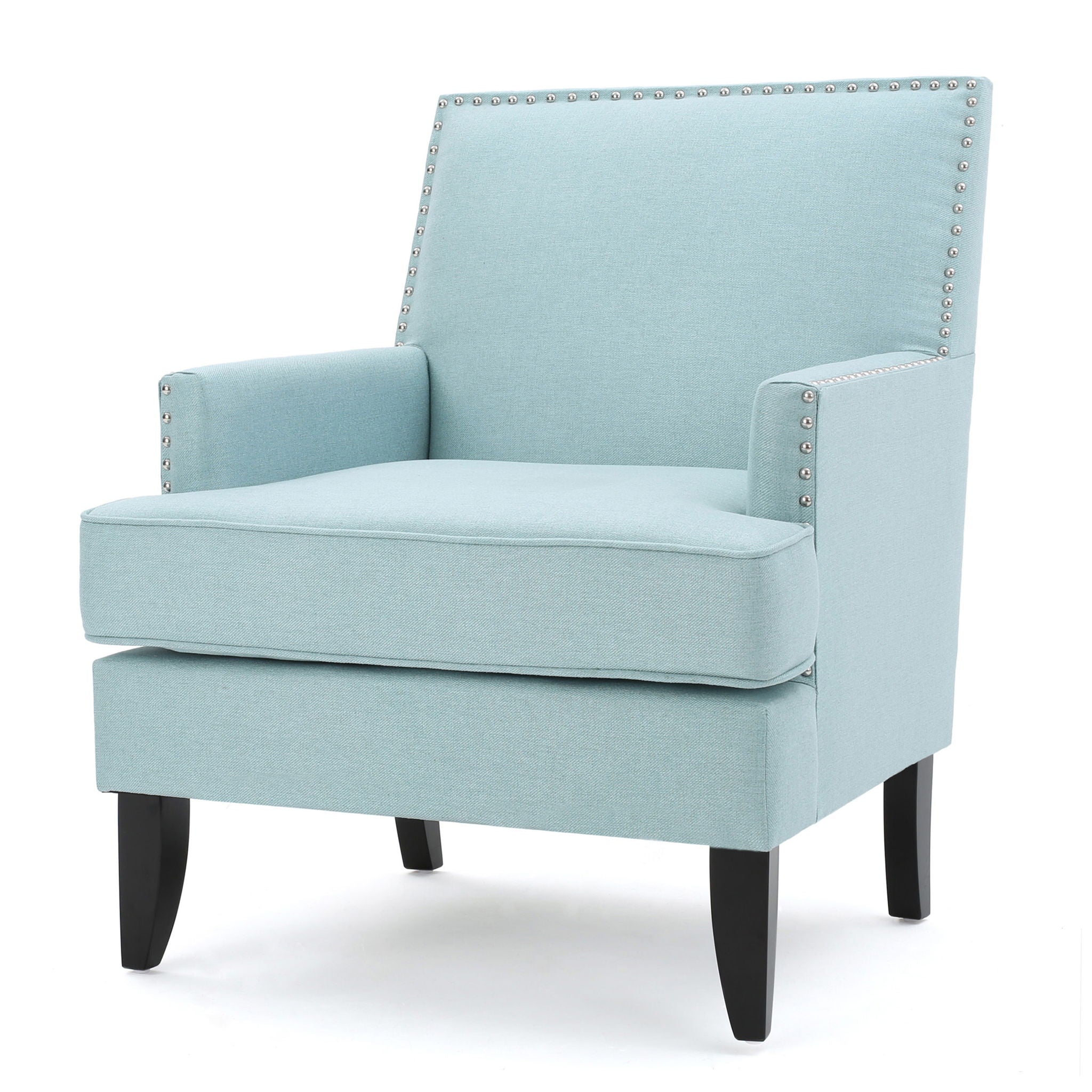 Serenada Upholstered Fabric Club Chair With Nailhead Trim And Tapered Birch Legs