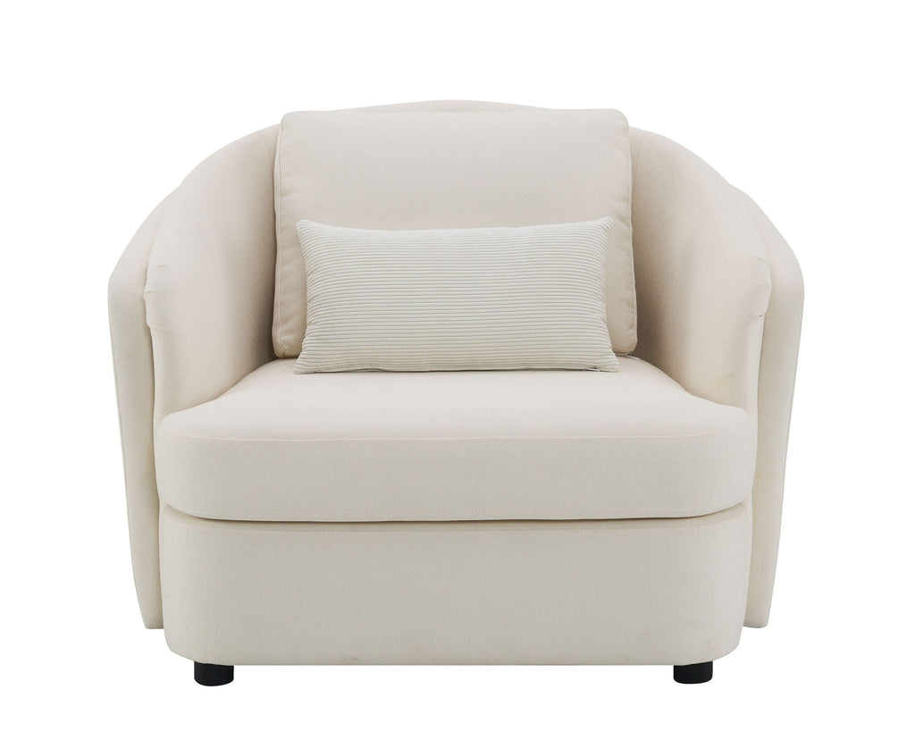Mariko Linen Chair With 1 Toss Pillow - Beige