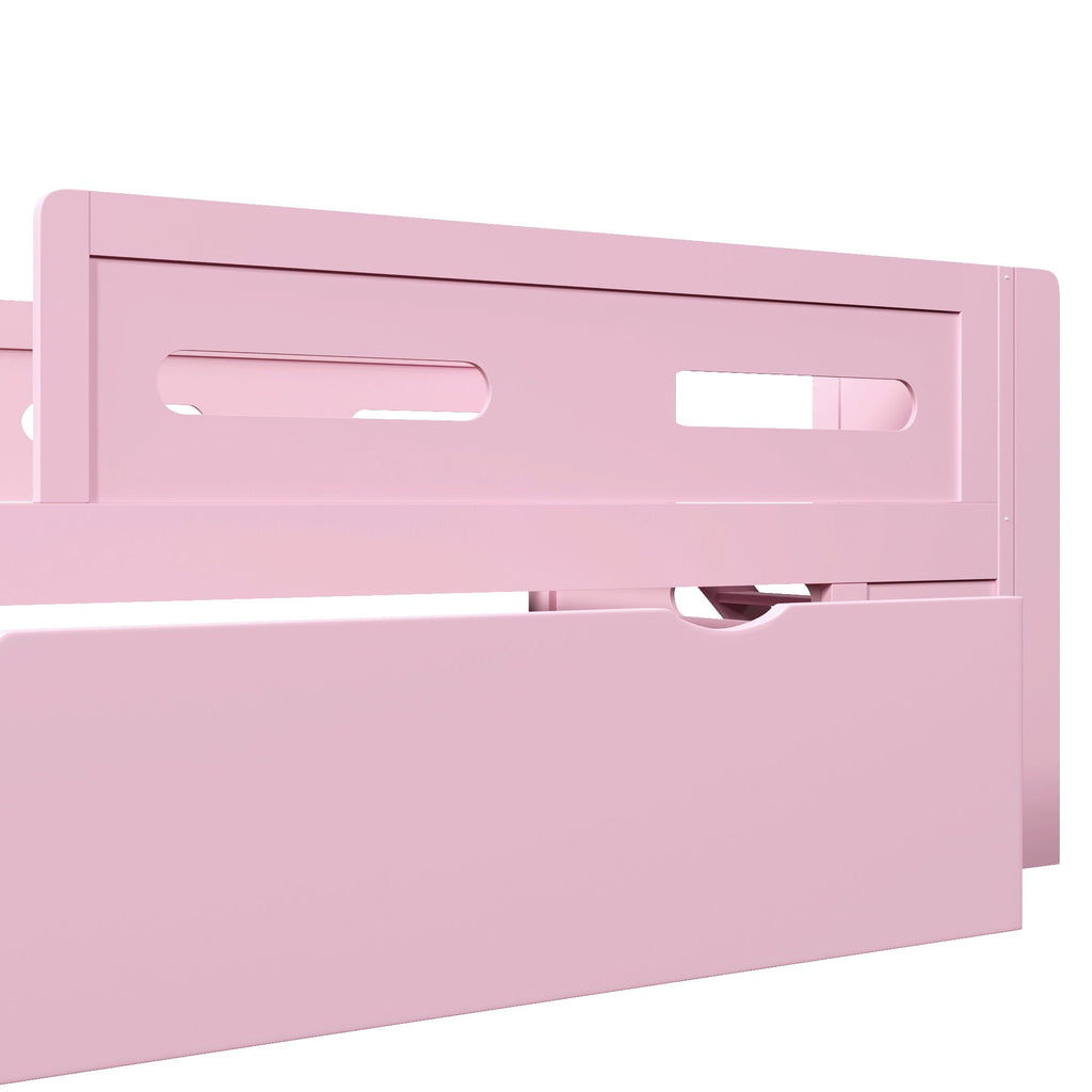 Platform Bed With Guardrail And Drawer