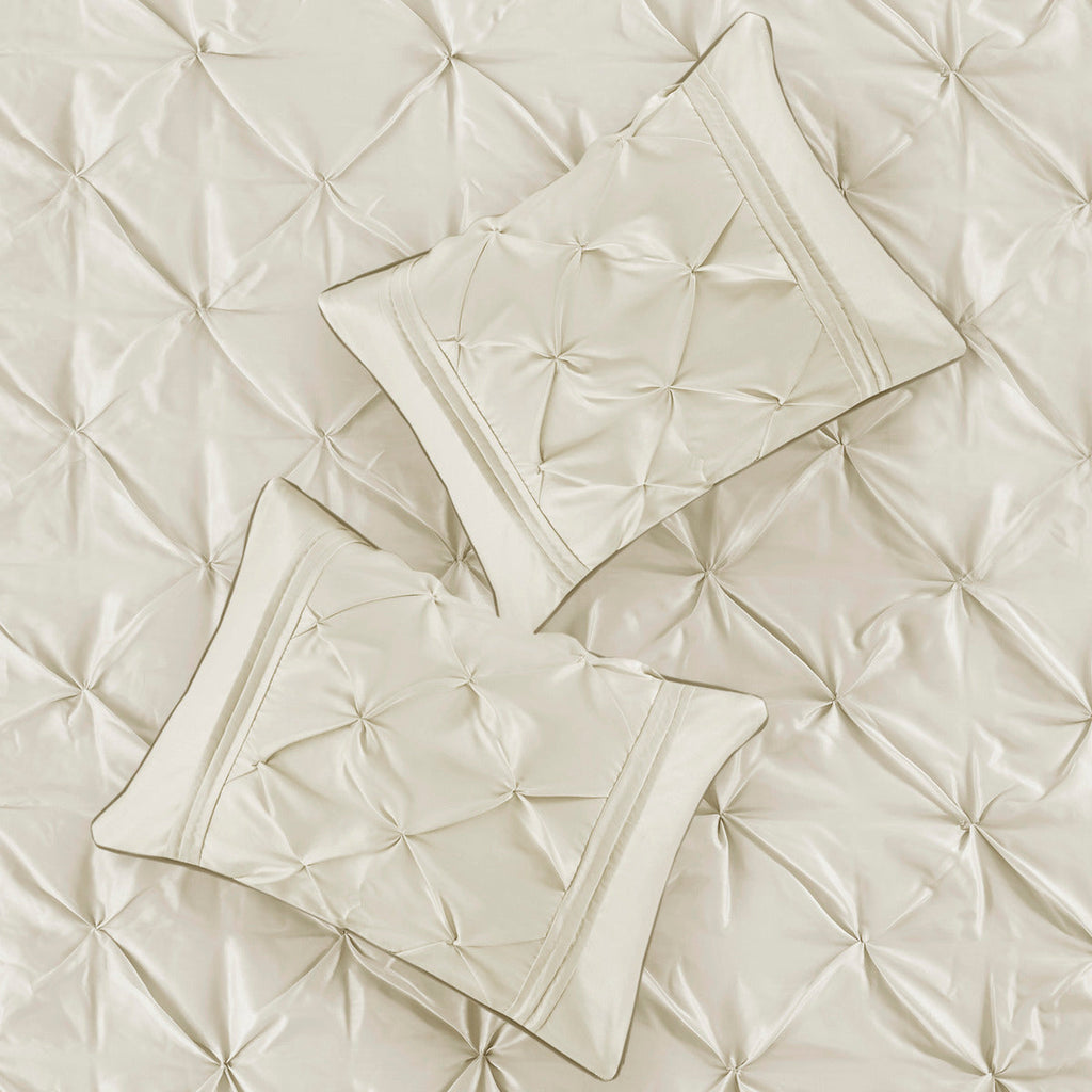 7 Piece Tufted Comforter Set Ivory Queen