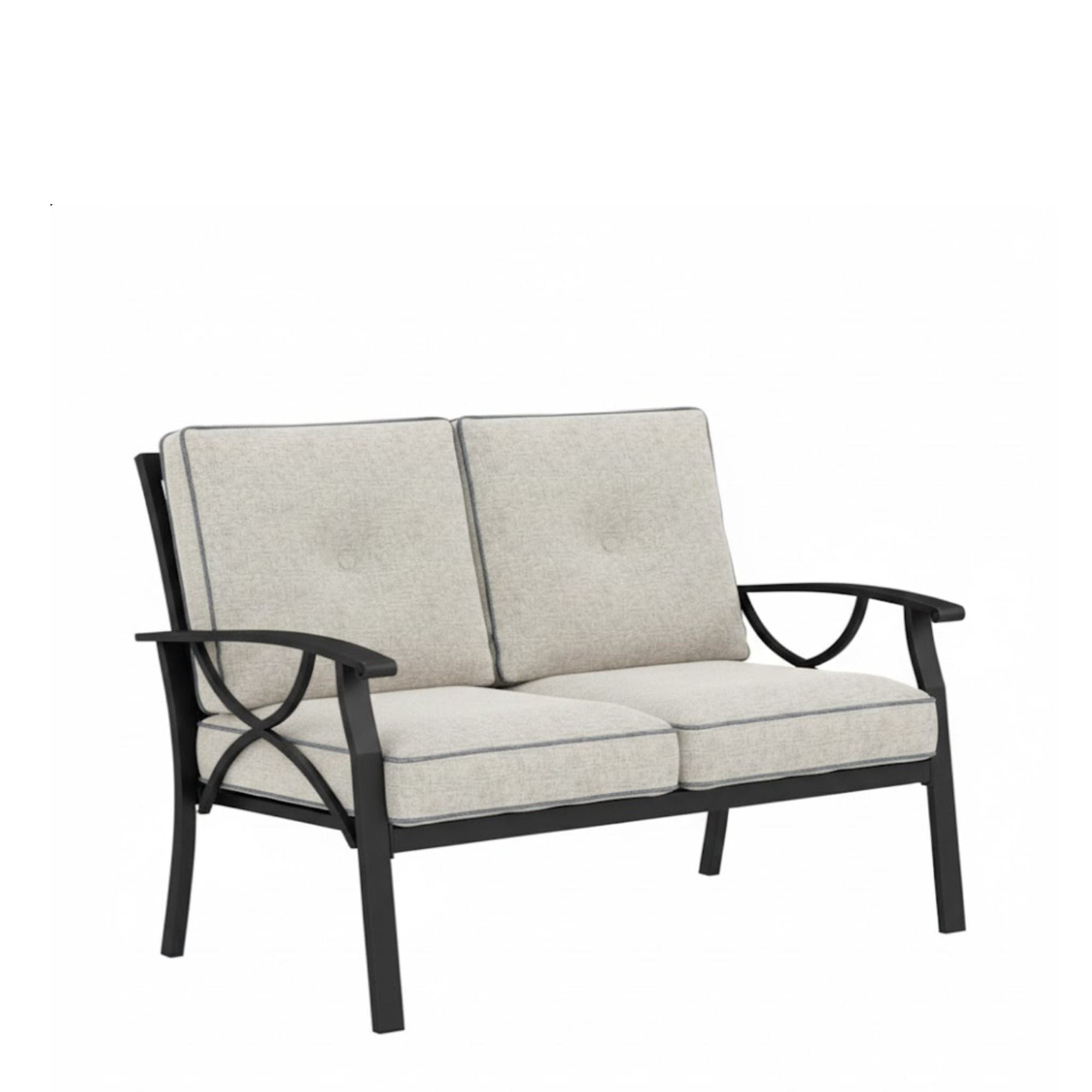 All Weather Loveseat 2 Seats Sofa With Cushions - Light Khaki / Beige