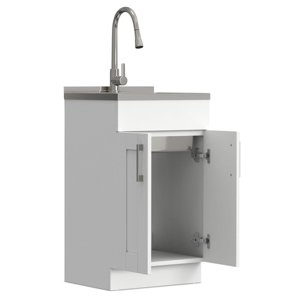 Modern Shaker All-In-One Laundry Utility Sink And Cabinet with Pull Out Faucet