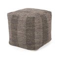 Barracuda - Handcrafted Cotton Pouf With Chevron Pattern - Brown / Beige