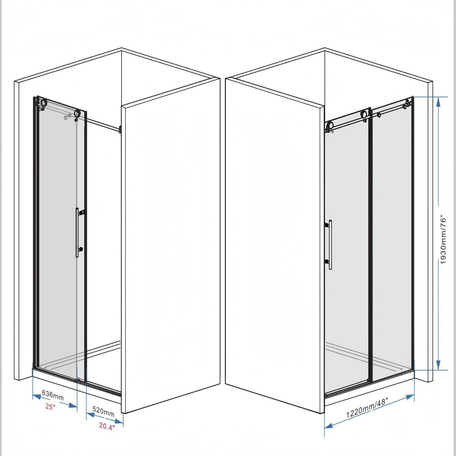 Frameless Shower Door With Handle