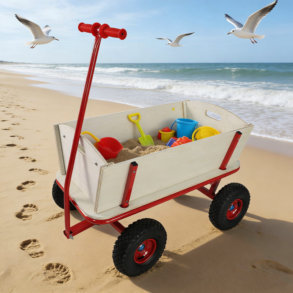 Wooden Children's Outdoor Stroller with Four-Wheel Design