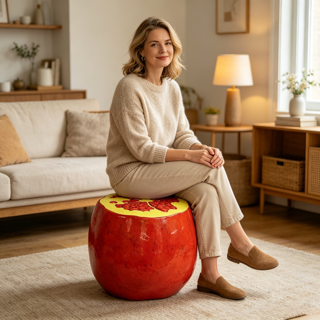 Pomegranate Resin Stool - Multi-Purpose Indoor & Outdoor Decor