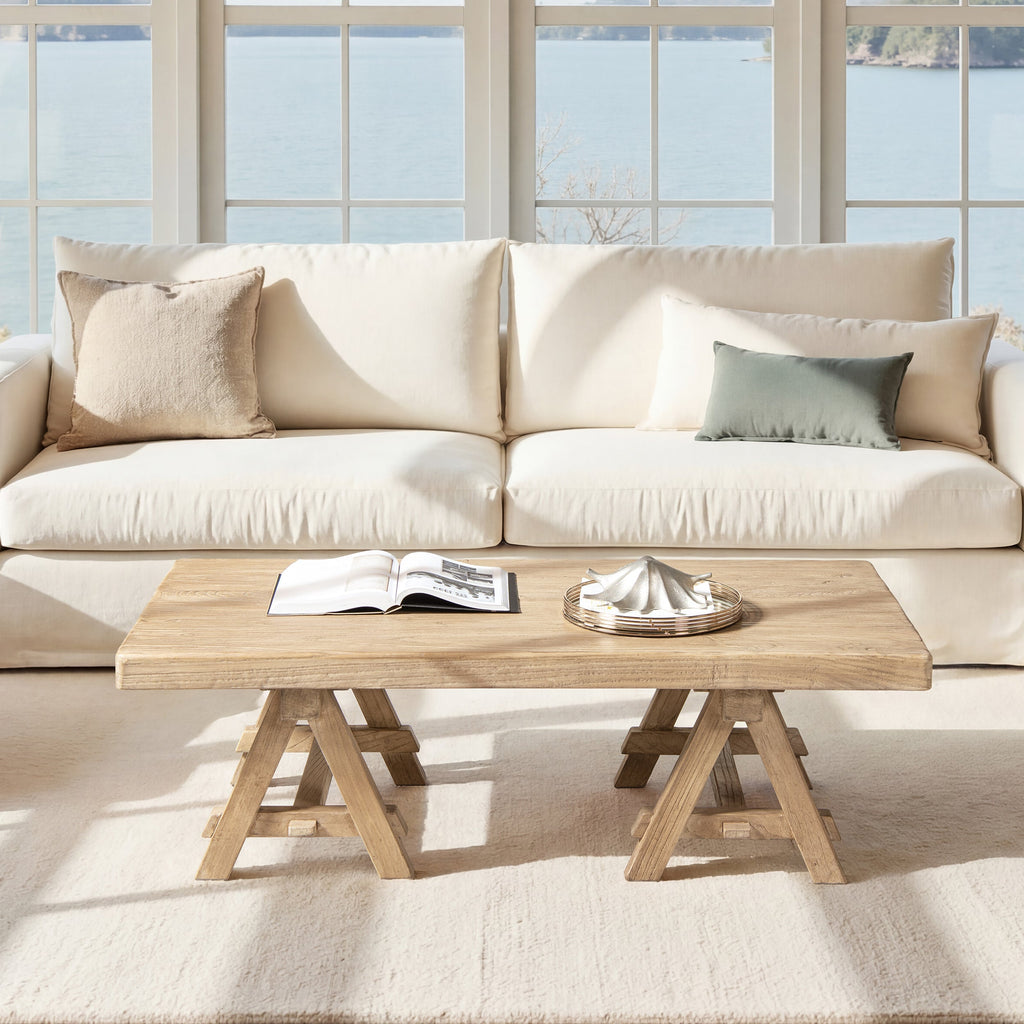 Hawthorne 48' Solid Reclaimed Elm Rectangular Trestle Coffee Table