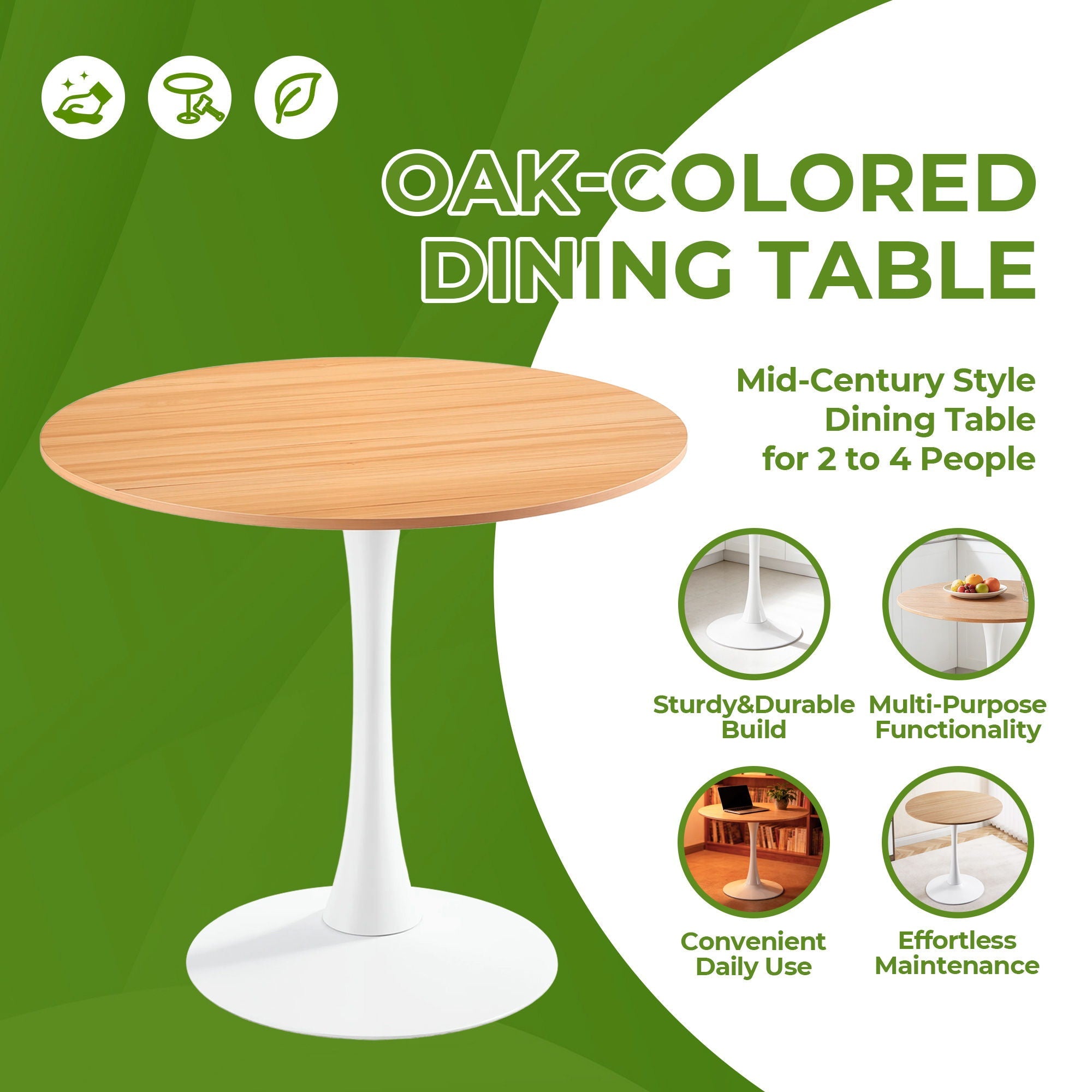 Mid-Century Tulip Table With Round Top and Pedestal Base