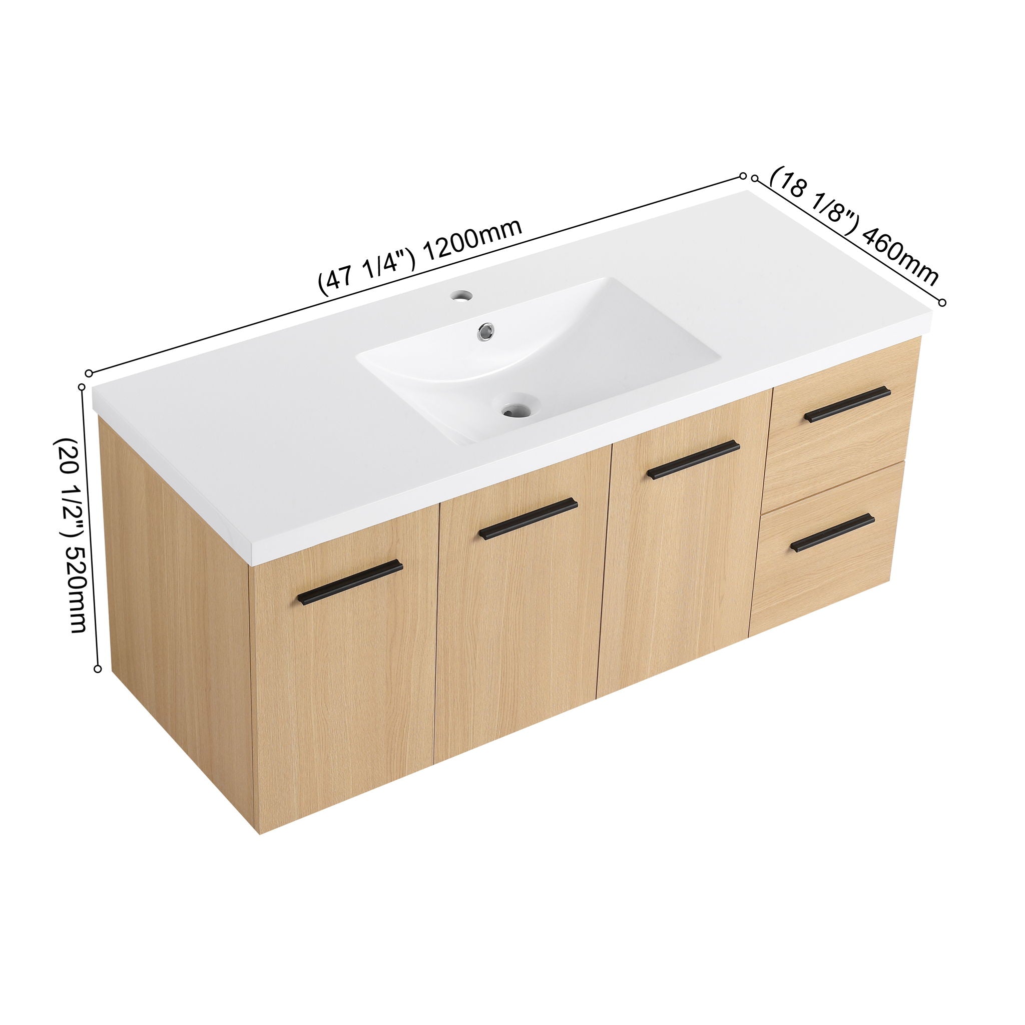 Floating Bathroom Vanity With Sink, Modular Cabinet