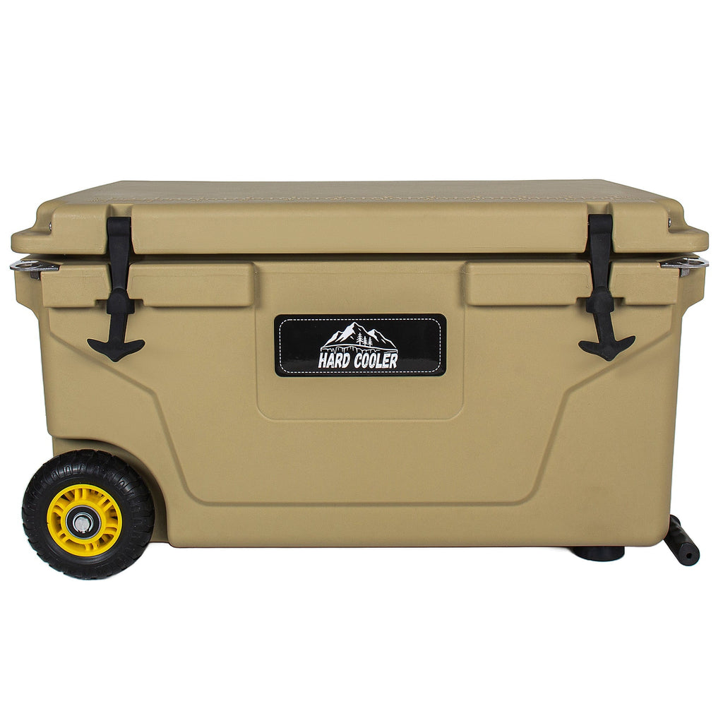65 Quart Khaki Cooler, Ultra-Tough Hard Shell Ice Chest