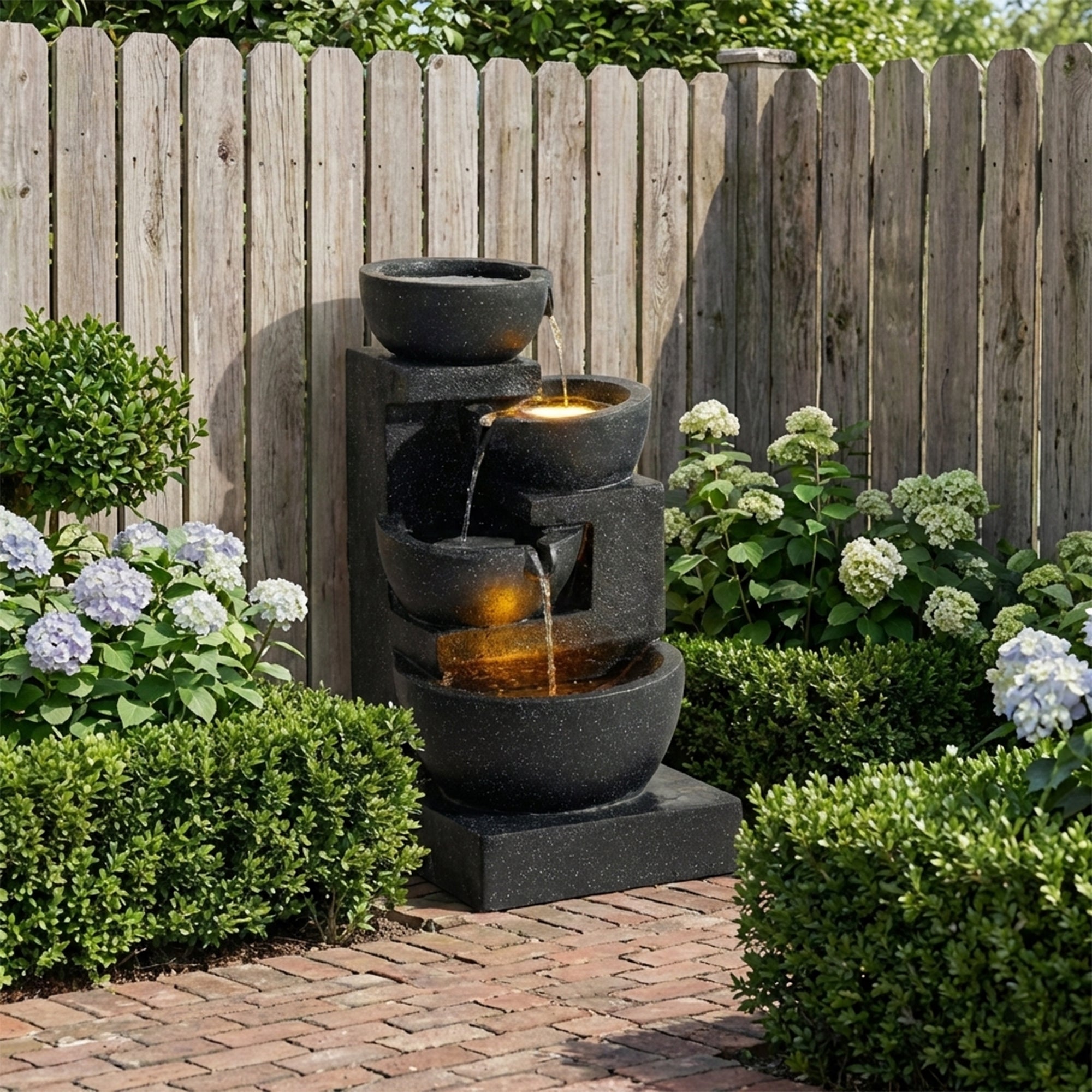 29-Inch Terrazzo Style LED Outdoor Indoor Water Fountain