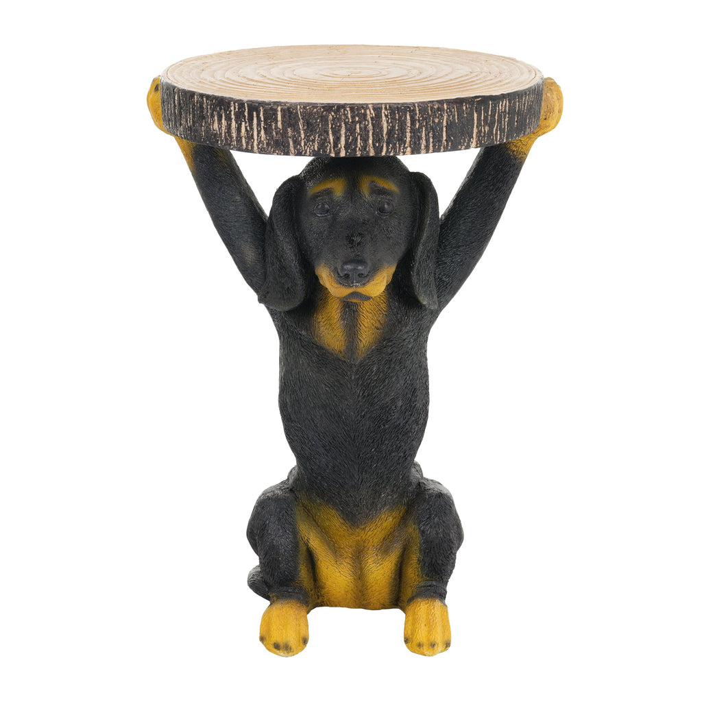 22.17'H Black Dog Side Table Pedestal End Table Stool
