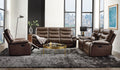 Aashi Leather Gel Match 3 Piece Recliner Living Room Set - Brown