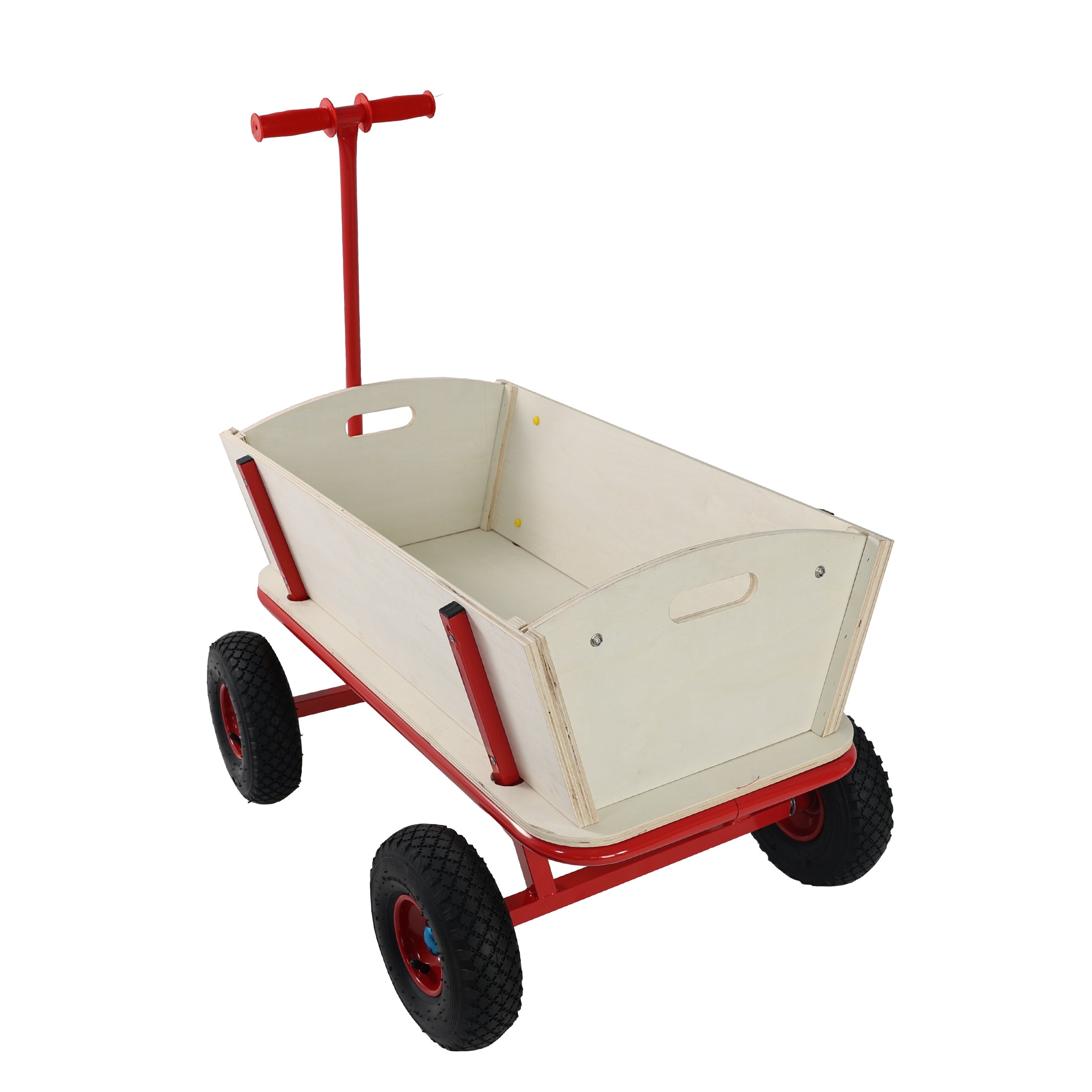 Wooden Children's Outdoor Stroller with Four-Wheel Design