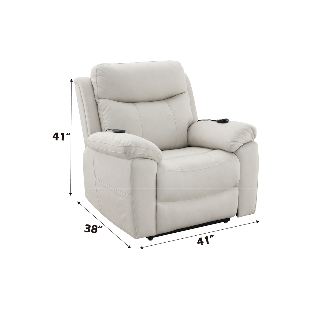 Chriki Beige Fabric Power Recliner with Lift, Heating, and Massage