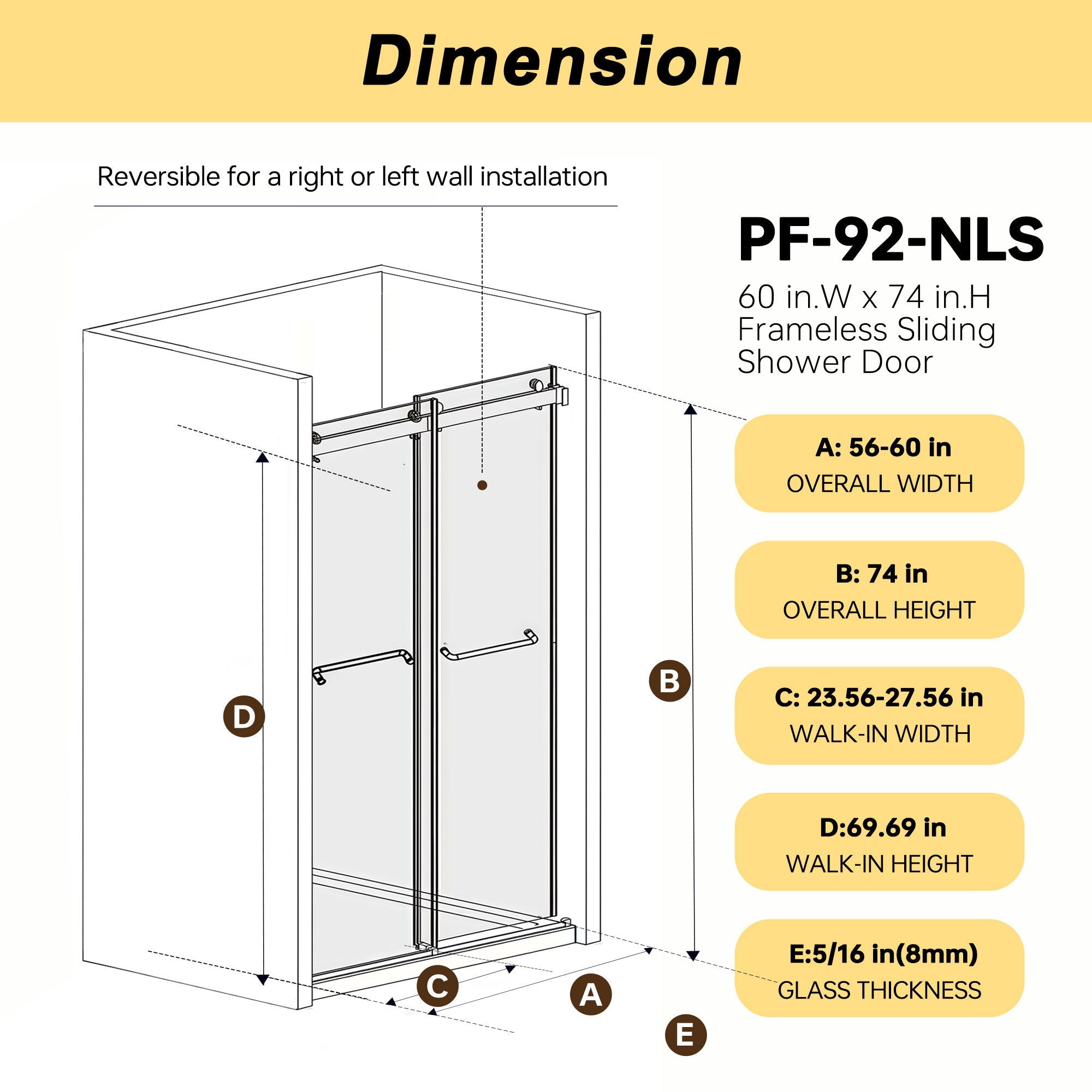 Frameless Double Sliding Shower Door