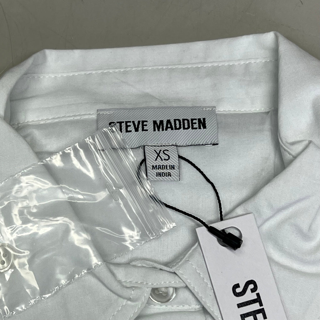 STEVE MADDEN Fit & Flare Shirt Dress Long Sleeve Button Cuff Women's Sz XS Cloud