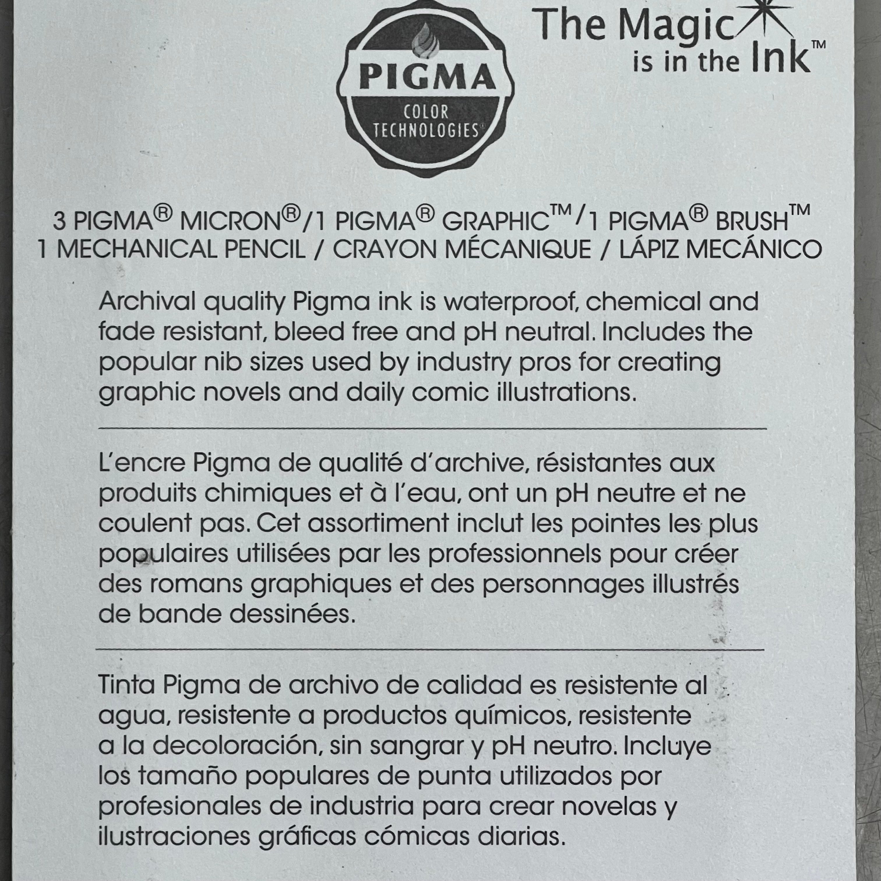 SAKURA (2-PACK) Pigma Micron Manga-Comic Pro Pens .20mm, .35mm, .5mm, 1mm Black 50201