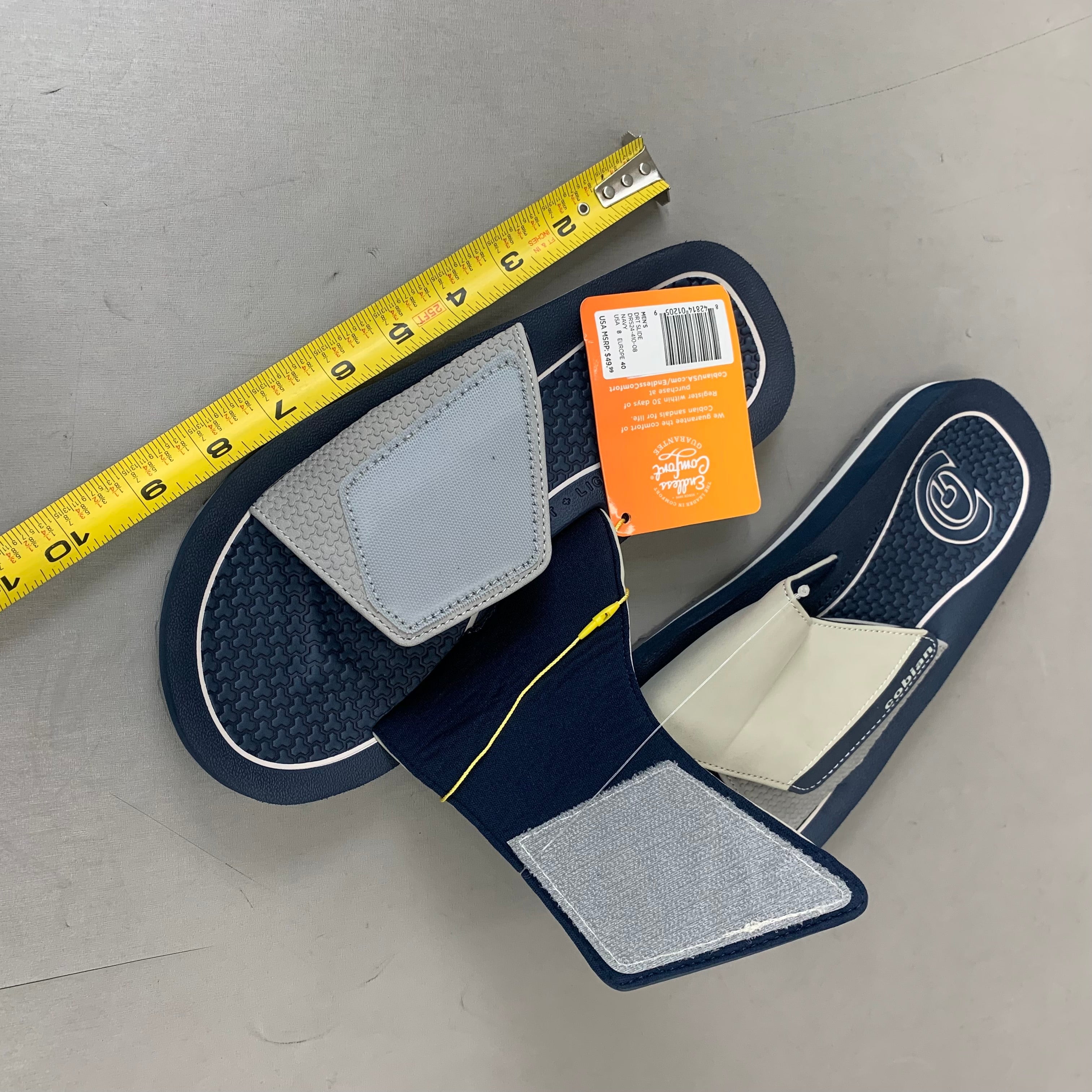 COBIAN DRT Synthetic Leather Strap Slide Sandals Men's Sz 8, 40 EU Navy DRS24-410-8