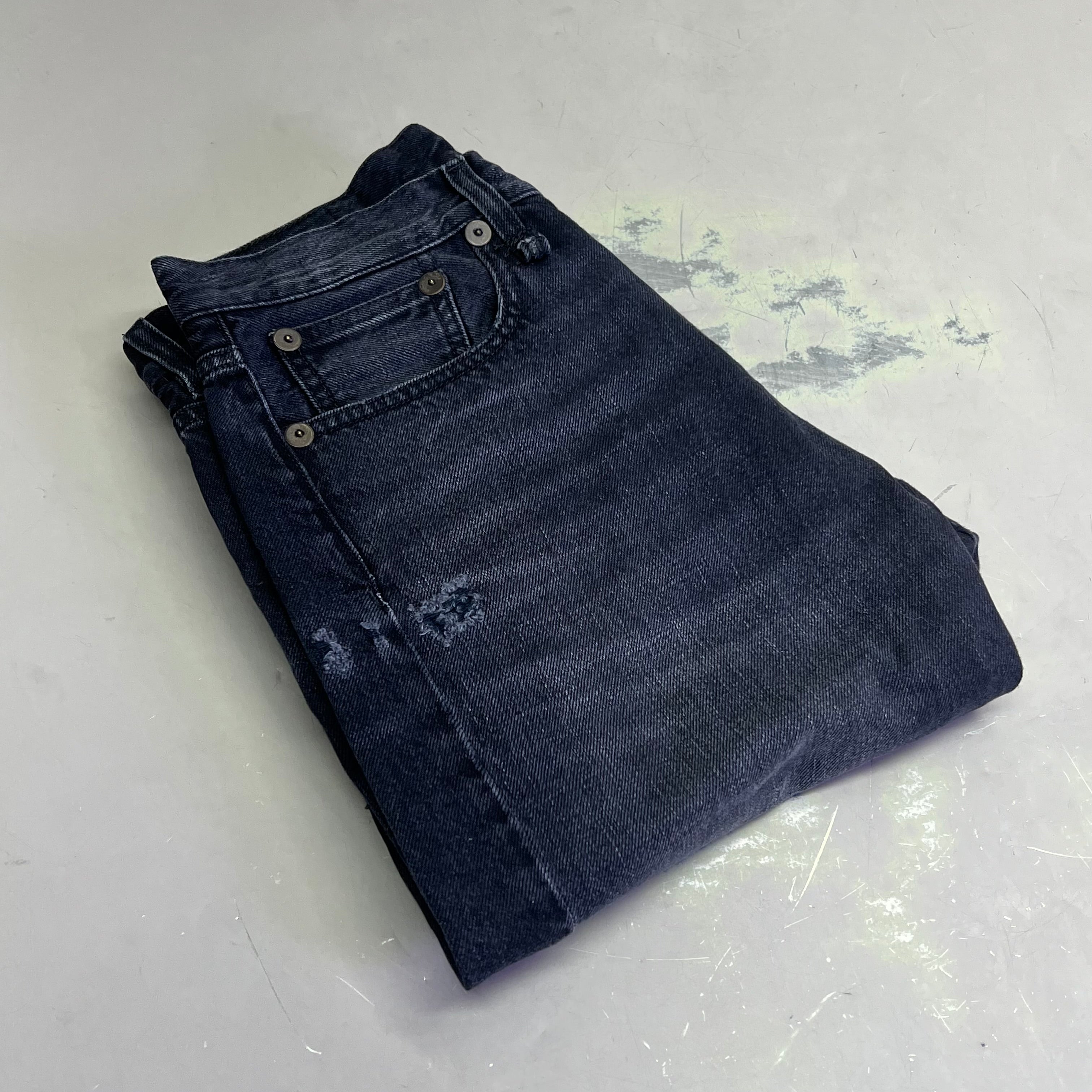 R13 Relaxed Distressed Boyfriend Jeans Made In Italy Women's Sz 24 Jake Black