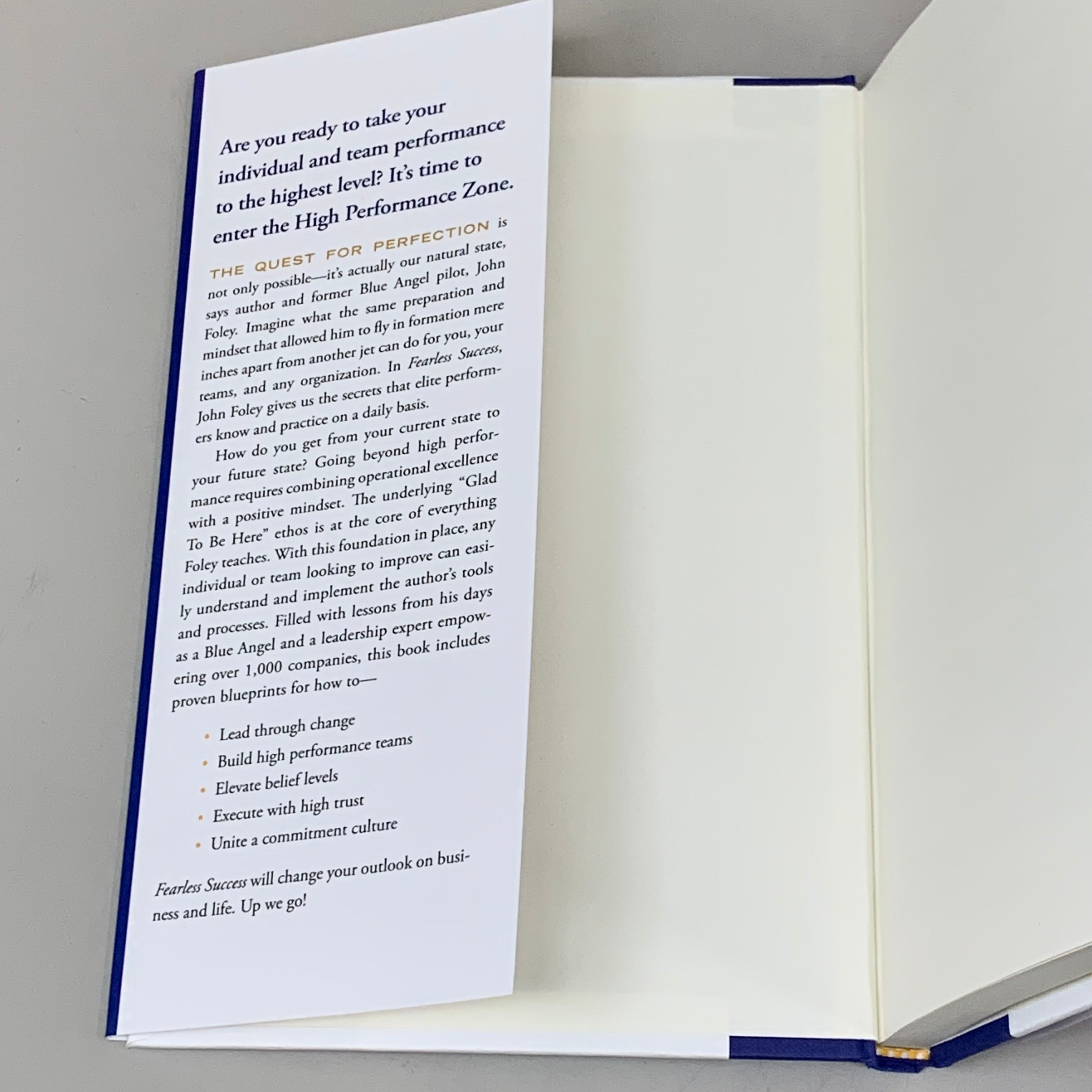 FEARLESS SUCCESS Beyond High Performance Hardback Book By John Foley