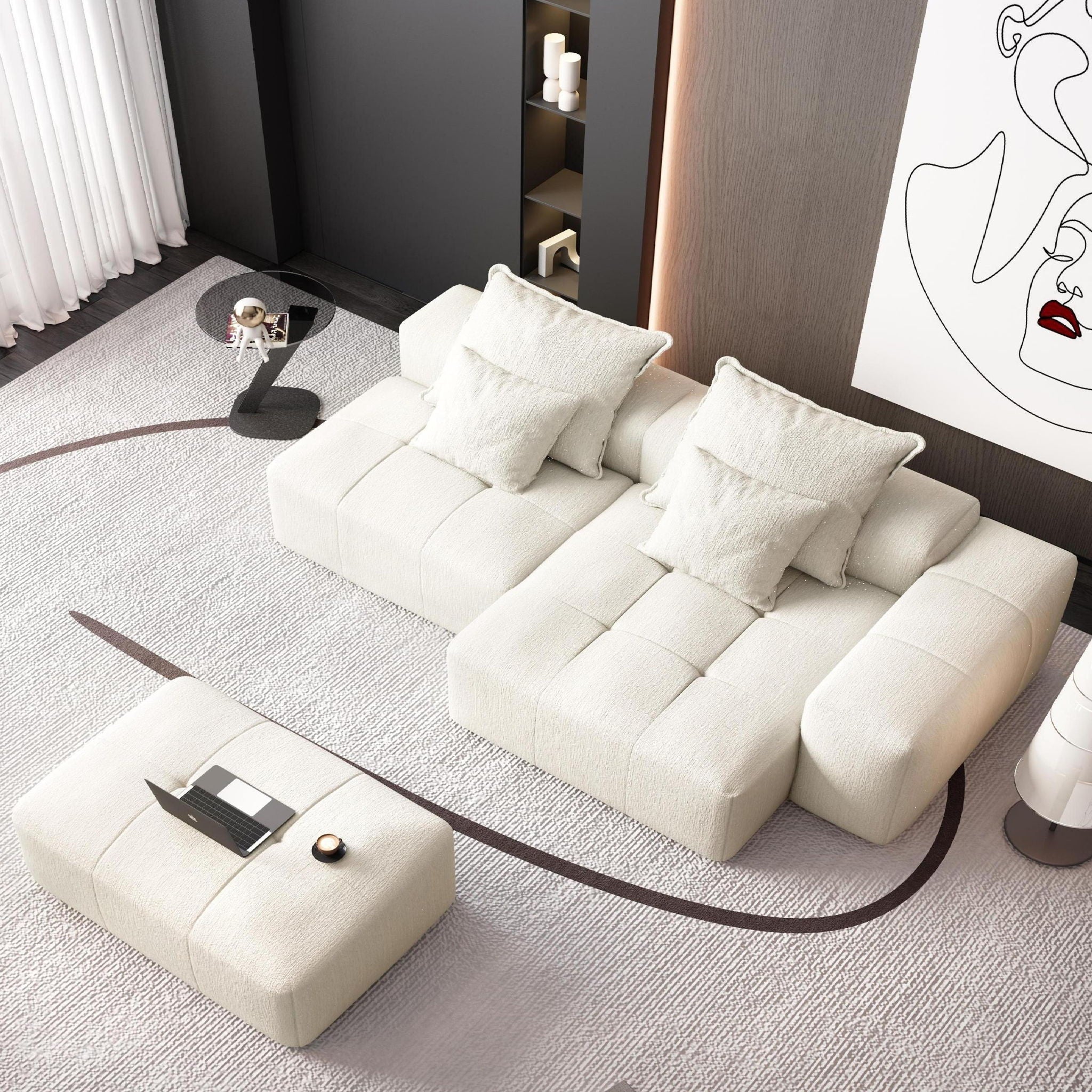 Modern Oversized DIY Combination Modular Sectional Sofa With Pillows