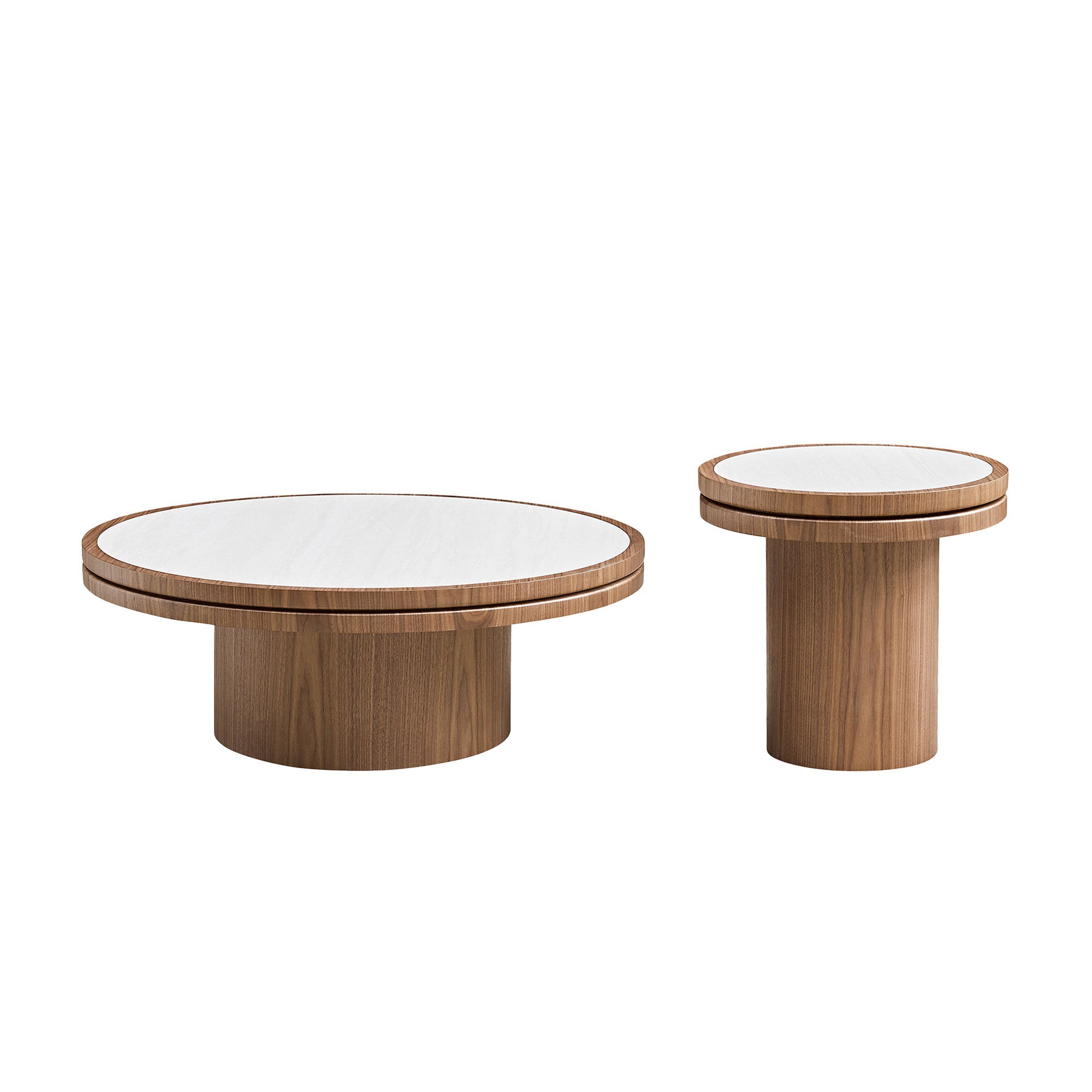 35.43 Inch Coffee Table with Sintered Stone Tabletop in Walnut