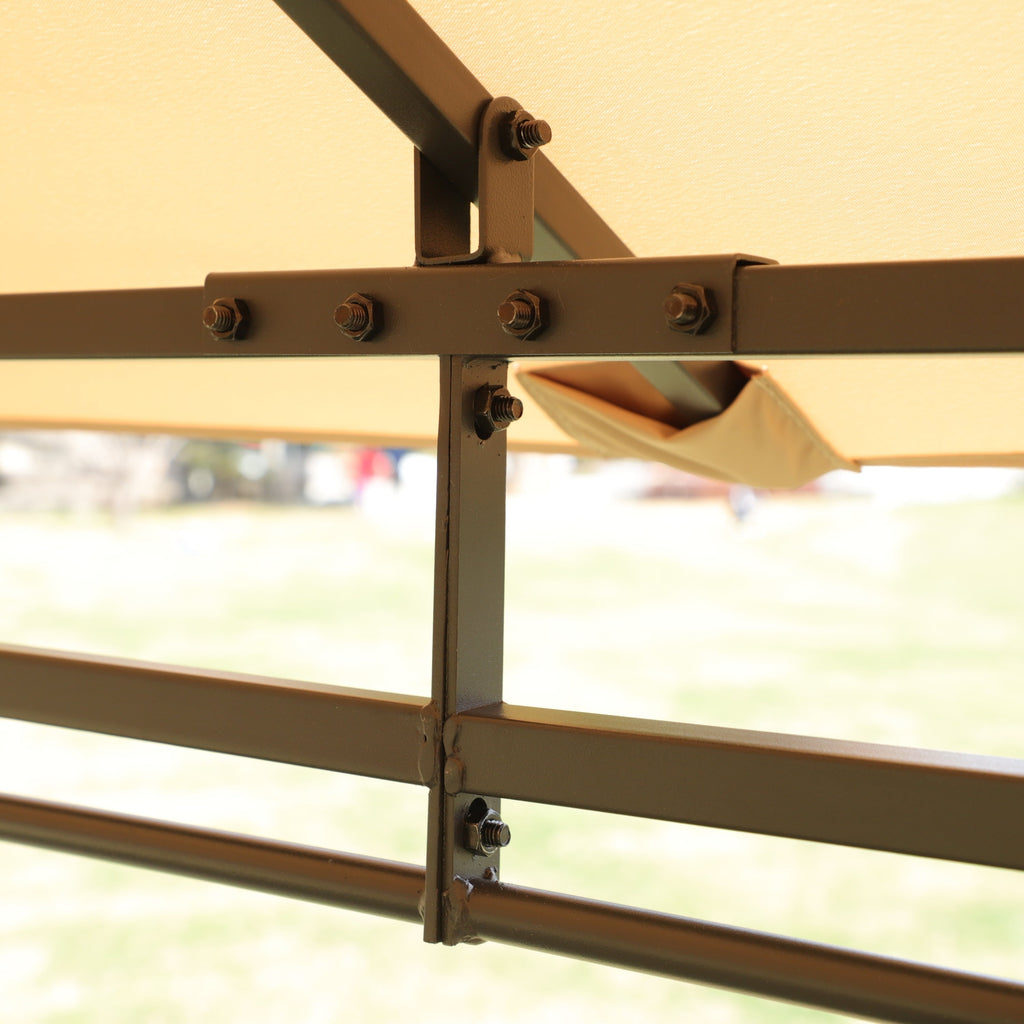 Khaki Outdoor Patio Gazebo Canopy Tent with Ventilated Double Roof