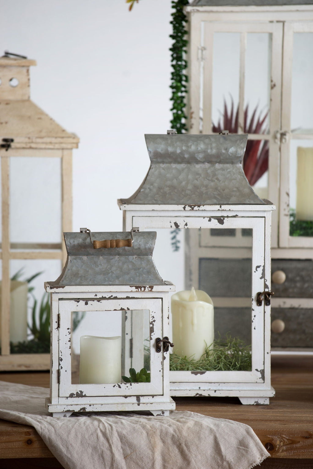 Wooden Candle Lantern Decorative Set of Two for Indoor and Outdoor Use