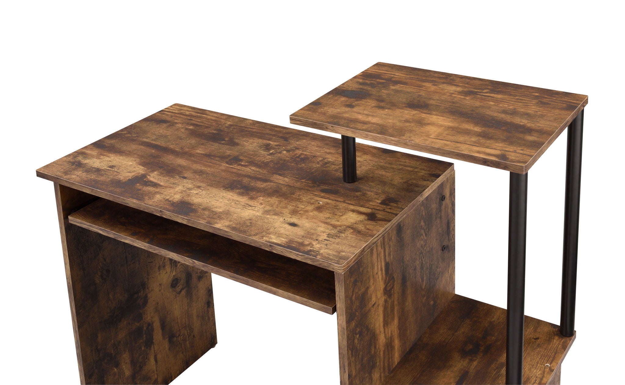 Lyphre Computer Desk - Weathered Oak / Black