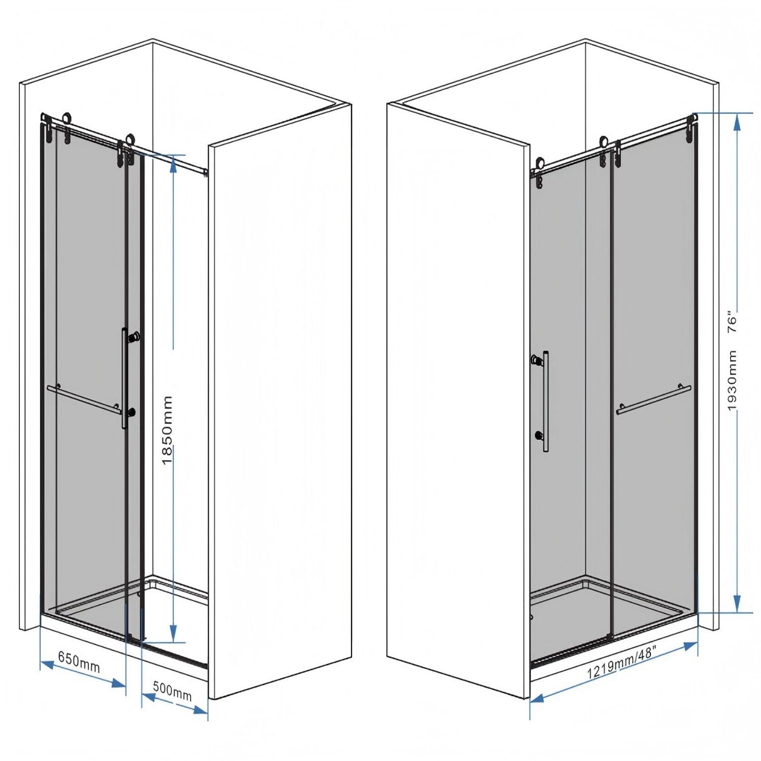 Frameless Sliding Bathtub Door With Frame