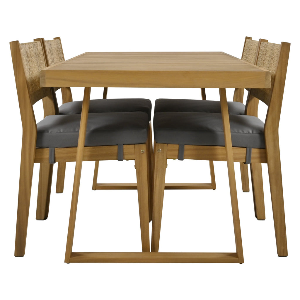 U_Style Multi-Person Outdoor Acacia Wood Dining Table and Chair Set