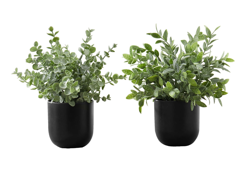 11" Tall Artificial Plant Eucalyptus Grass Indoor Decorative Set of 2