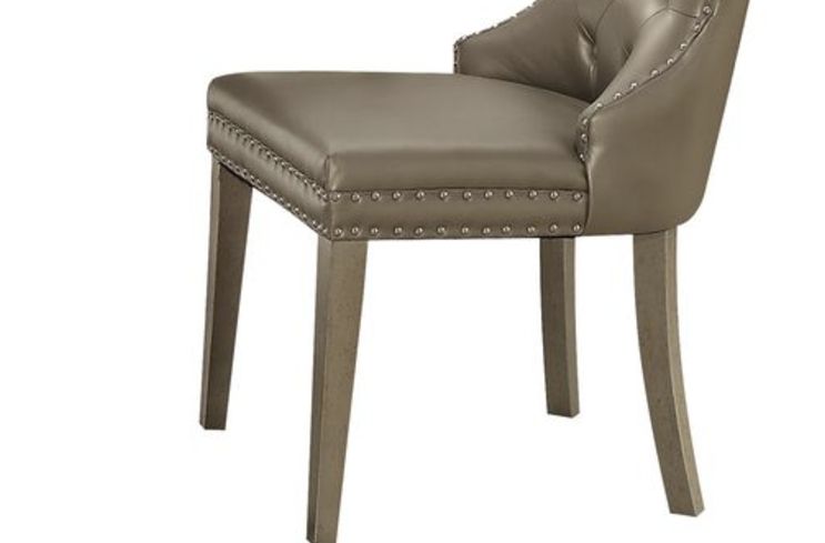 Kacela Synthetic Leather Side Chair Set of 2 - Champagne