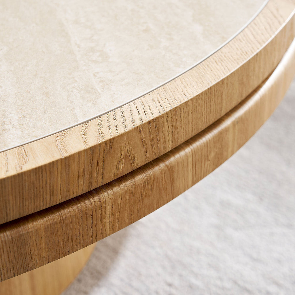 35.43 Inch Round Coffee Table with Sintered Stone Top