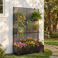 Metal Raised Garden Bed with Wheels and Trellis