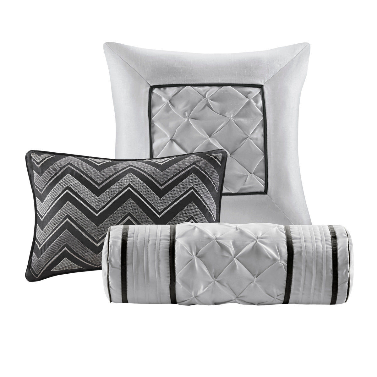 7 Piece Tufted Comforter Set Black King