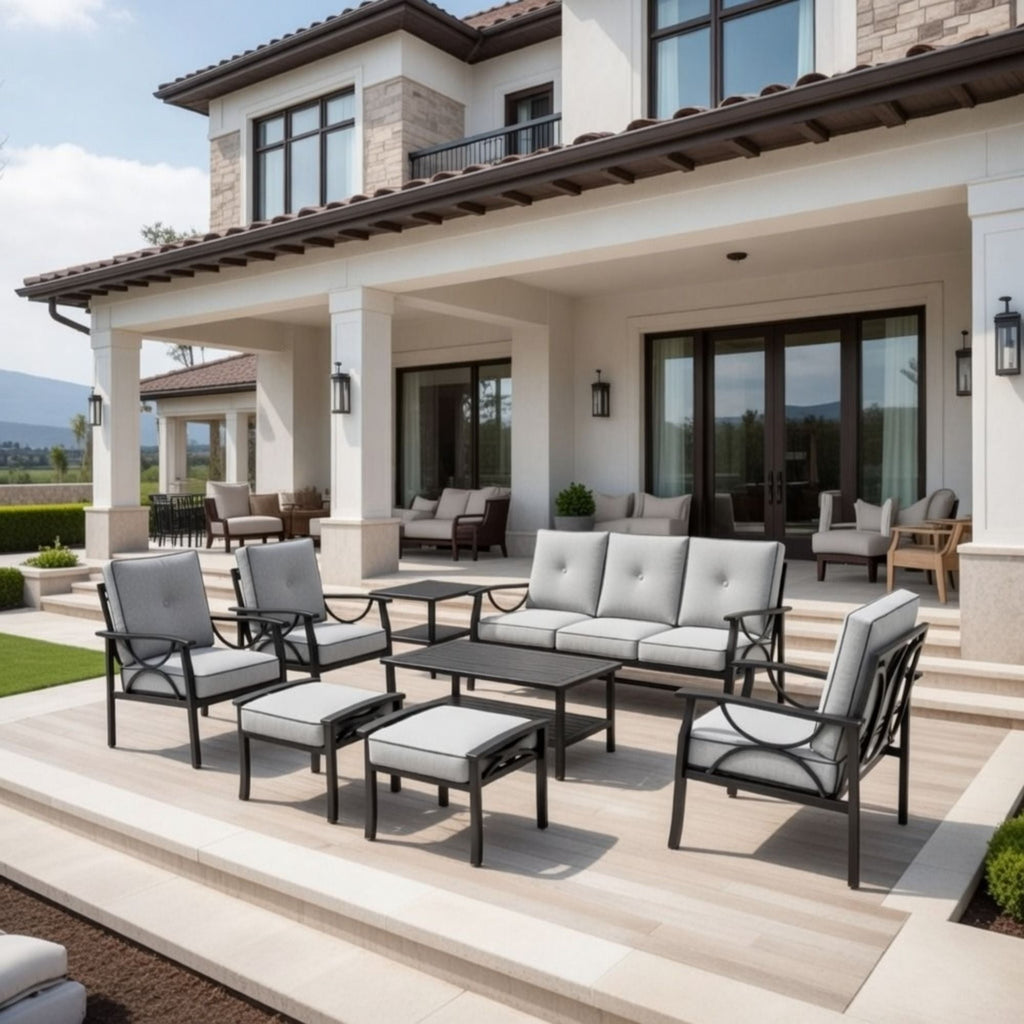 Patio Furniture Set with Coffee Table and Cushions for Backyard