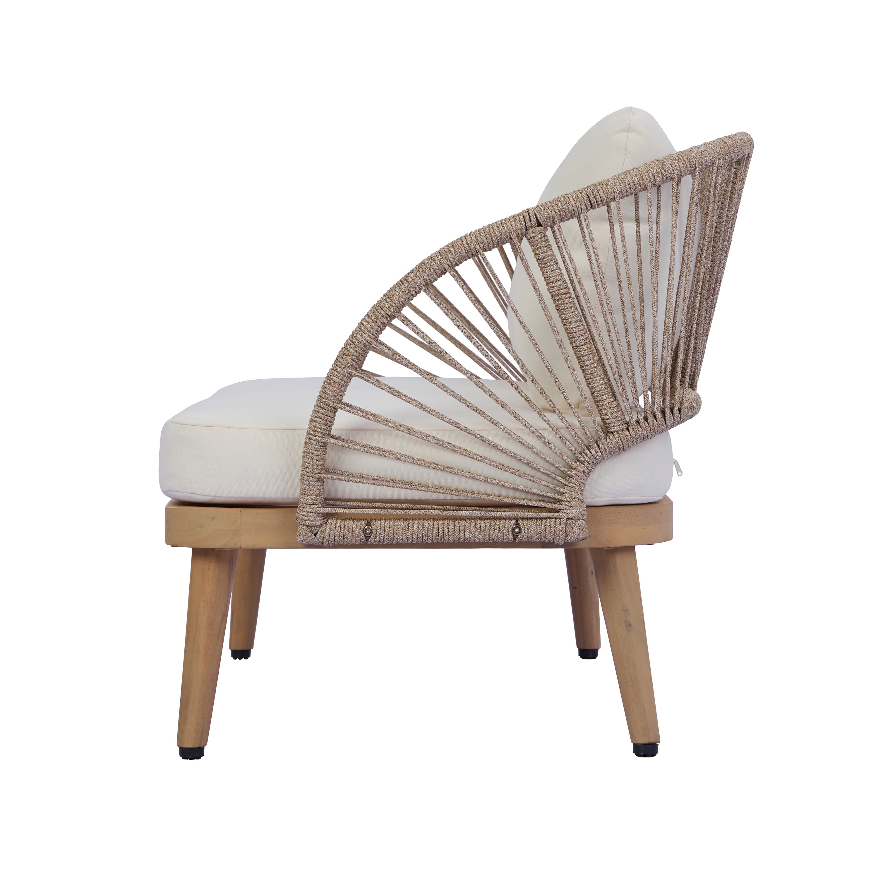 Acacia Wood Outdoor Club Chair, Curved Tub Design Patio Chair