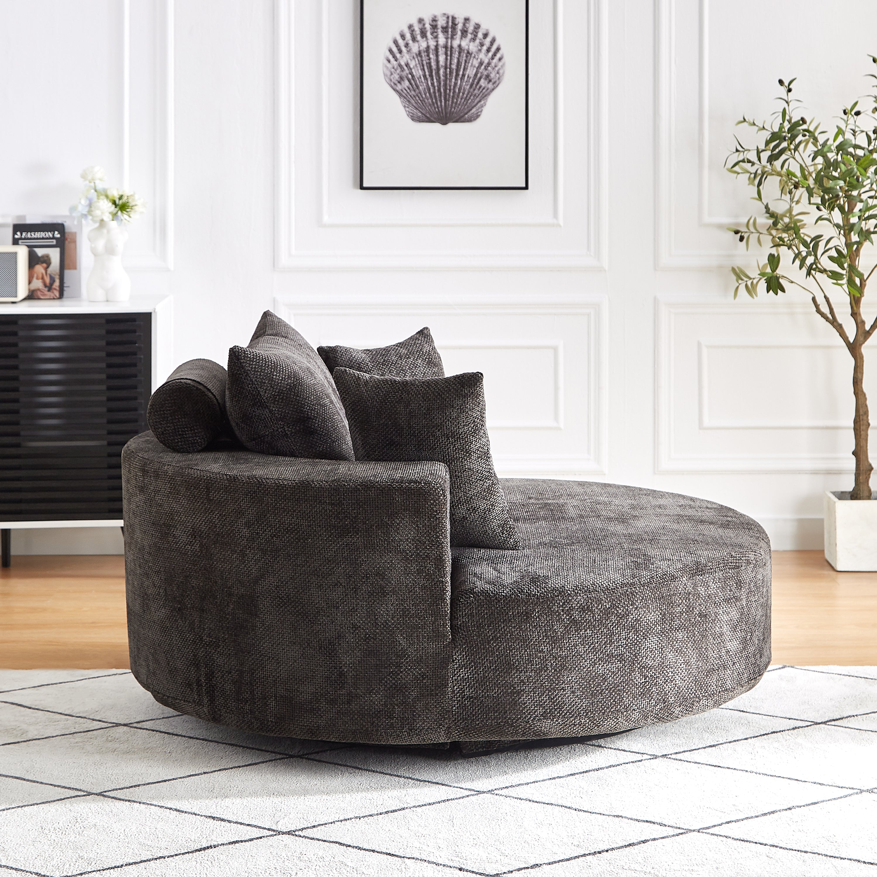 55'' Chenille Foam Single Swivel Chair