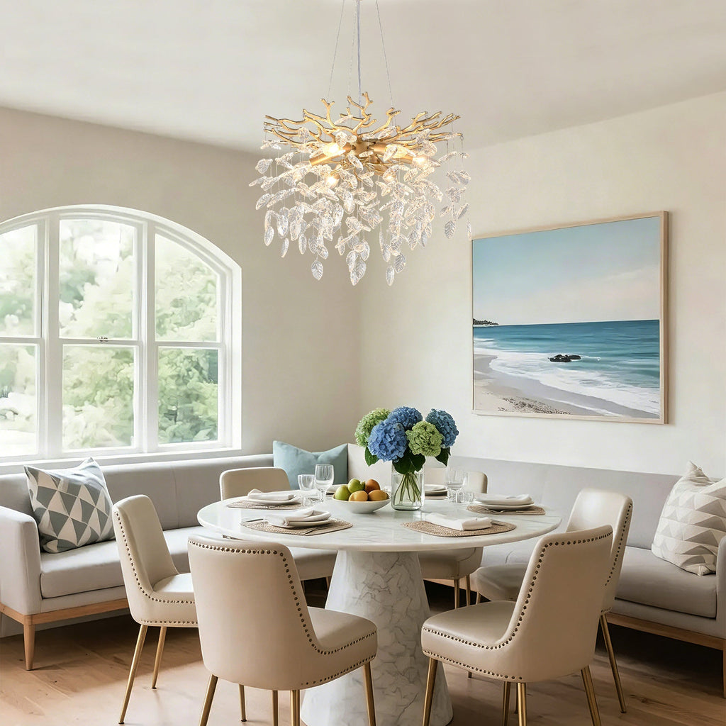 6-Light Chandelier Crystal Ceiling Lamp - Gold Finish